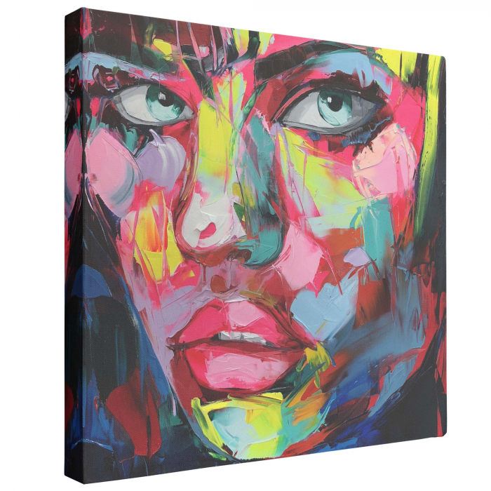 Tablou canvas, abstract, femeie cu buze roz, multicolor, pentru living [2]