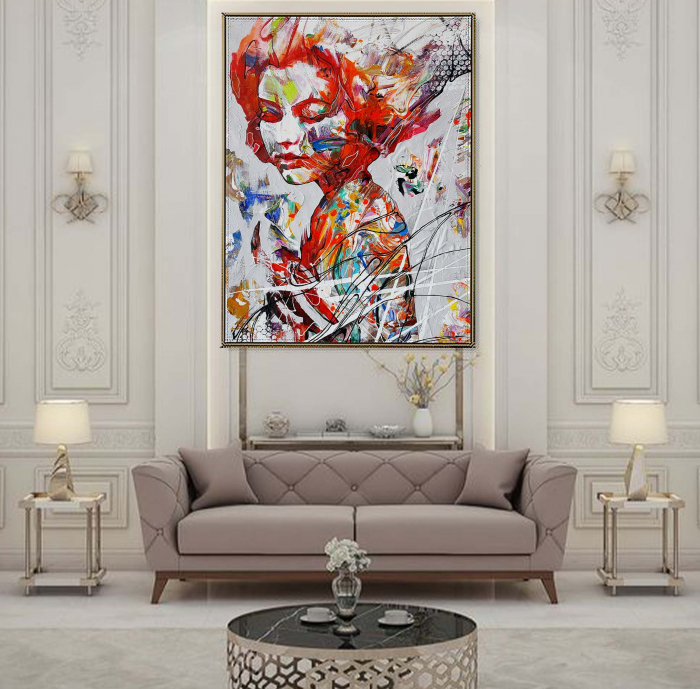 Tablou canvas, abstract, femeie, portret, multicolor, pentru birou, 70 x 90 cm [1]