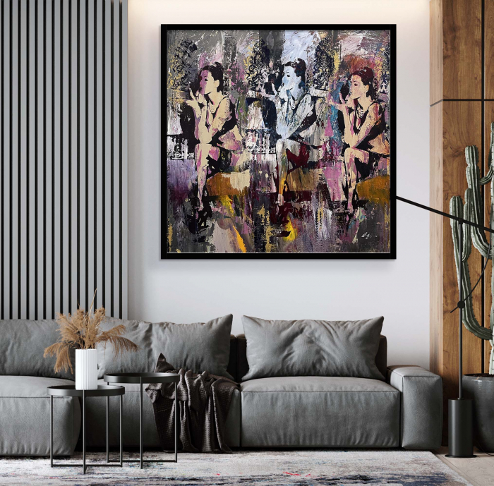 Tablou canvas, abstract, femeie senuzala, multicolor, pentru sufragerie [1]