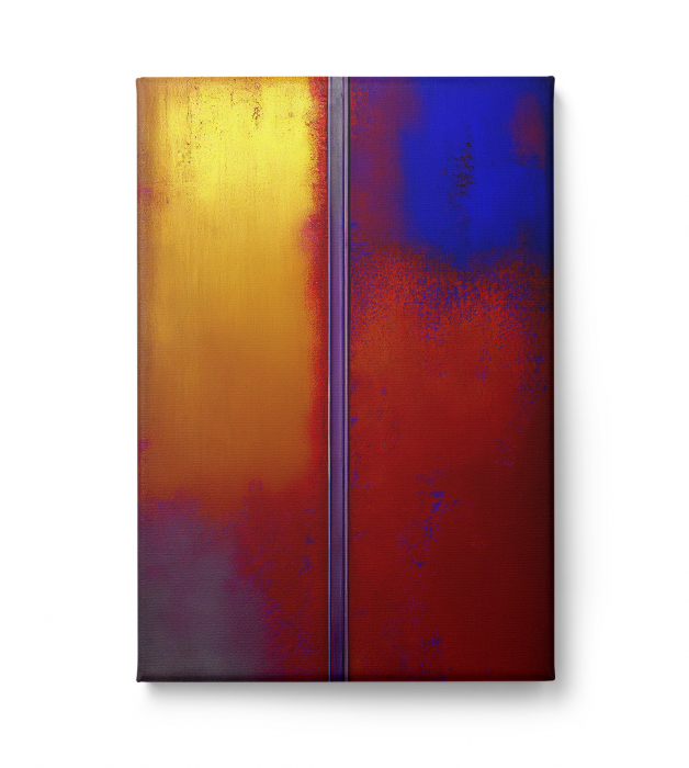 Tablou canvas abstract roșu și galben – Artă geometrică intensă pentru living modern [2]