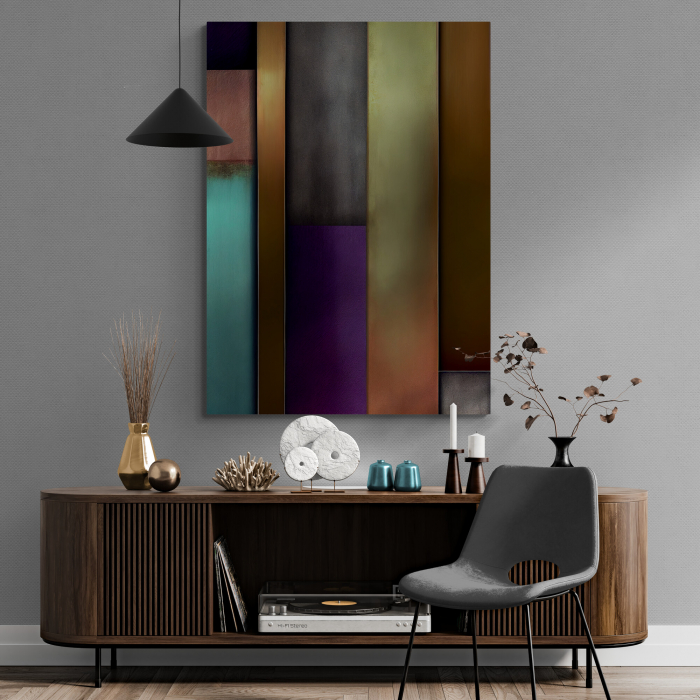 Tablou abstract minimalist în mov și turcoaz – Accent elegant pentru living modern [1]
