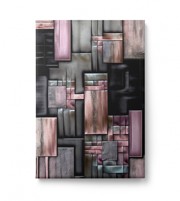 Tablou canvas abstract minimalist – Roz și mov pentru bucătărie modernă [2]