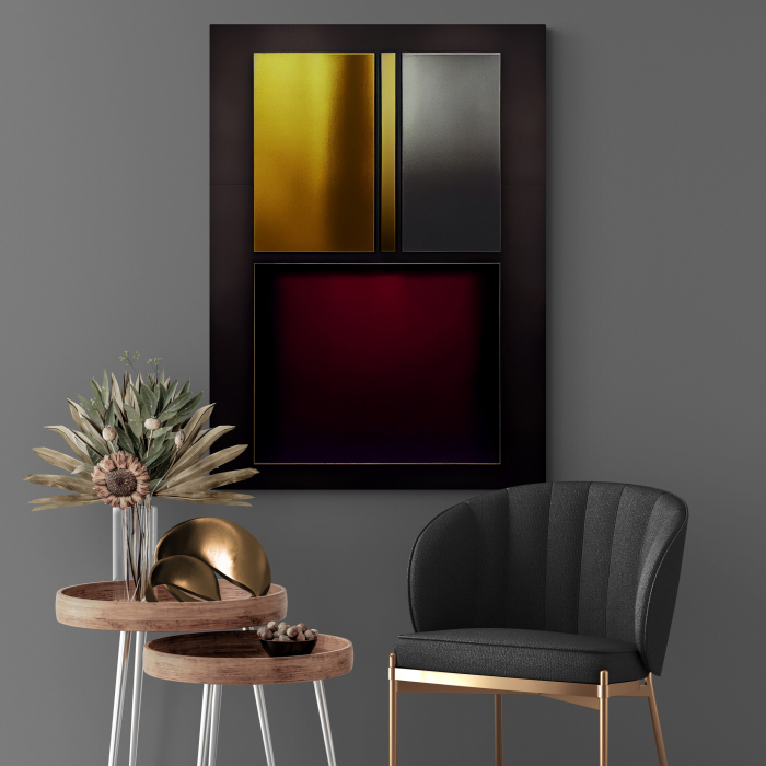 Tablou canvas abstract minimalist pentru hol – Design geometric în nuanțe închise [1]