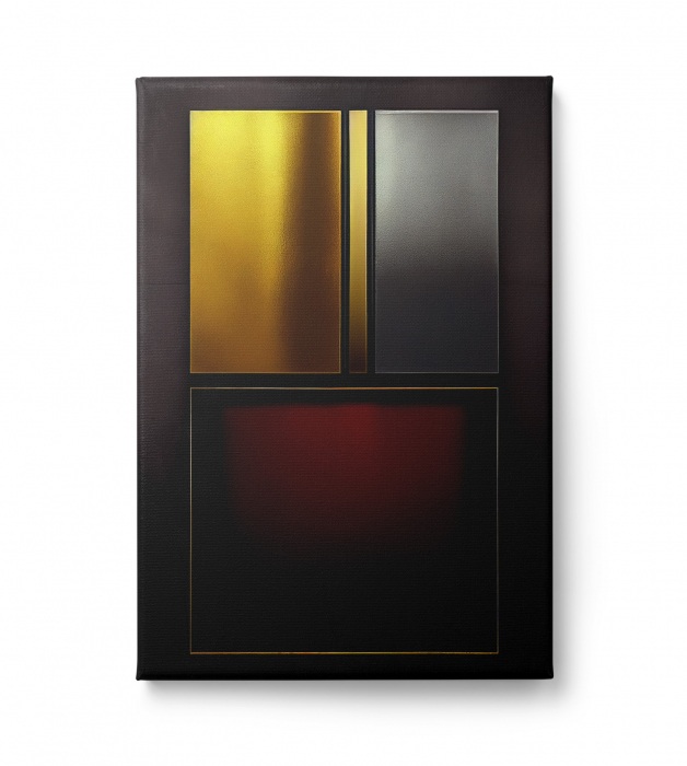 Tablou canvas abstract minimalist pentru hol – Design geometric în nuanțe închise [2]