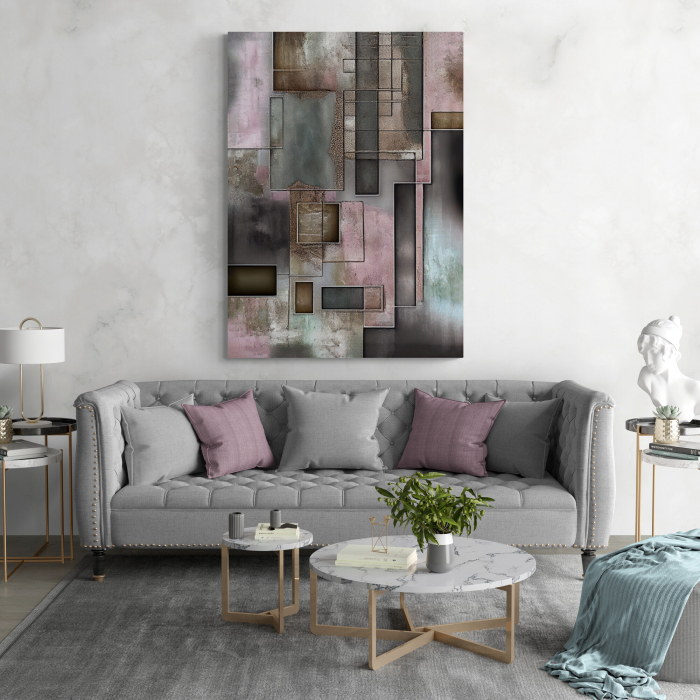 Tablou canvas, abstract, minimalist, nuante de roz pal, pentru living [1]