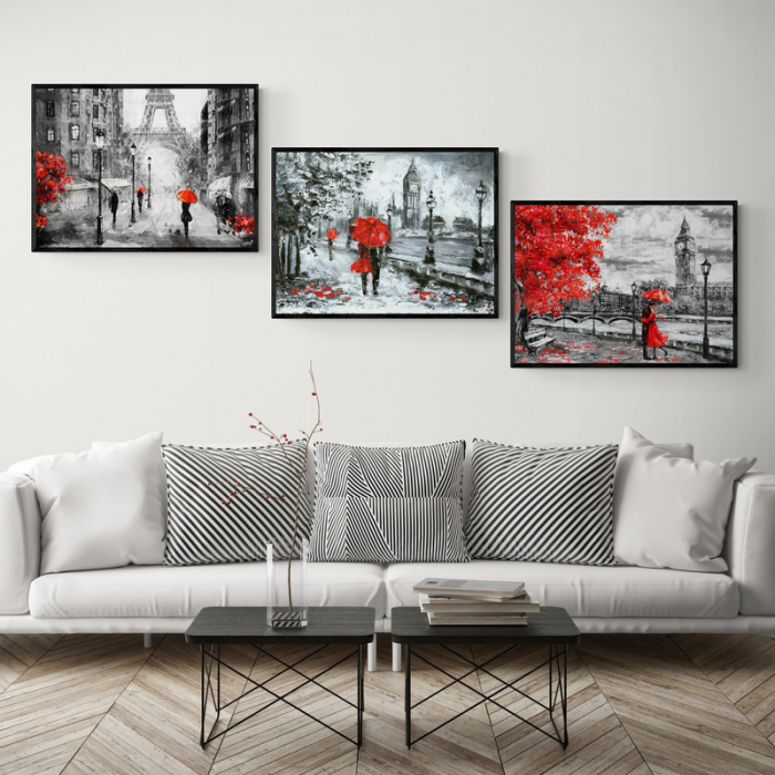 Tablou canvas abstract alb-negru cu tematica Paris și Londra [1]