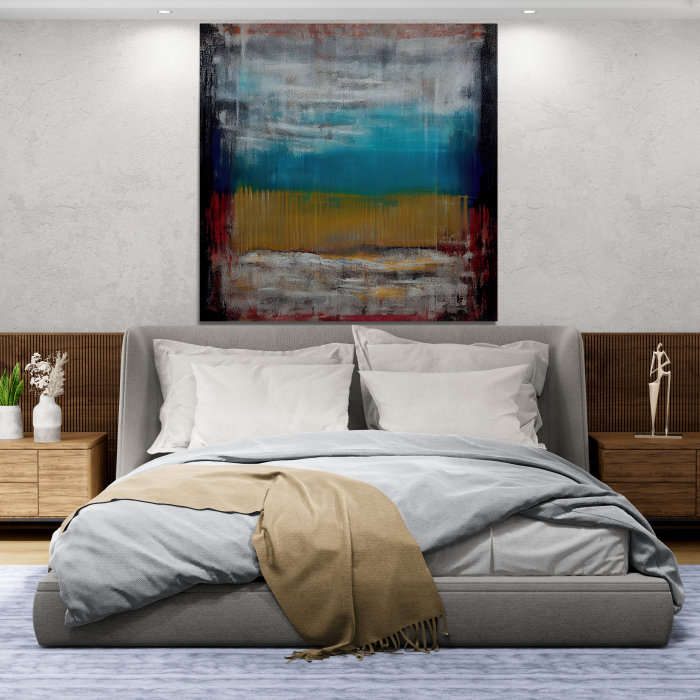 Tablou abstract modern albastru și gri [1]