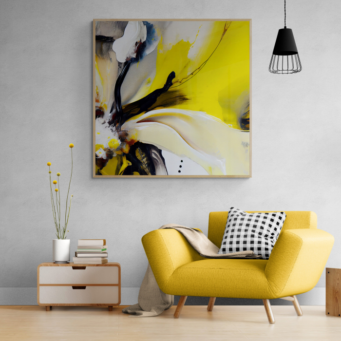 Tablou canvas, abstract, modern, colorat, nuante de galben, pentru living [1]