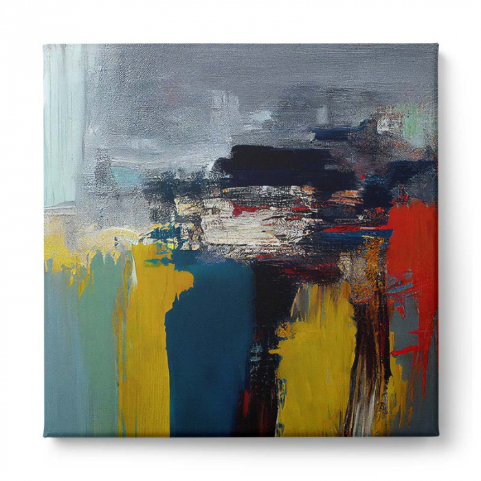 Tablou canvas abstract cu galben, roșu și albastru – Accent artistic pentru decoruri moderne [2]