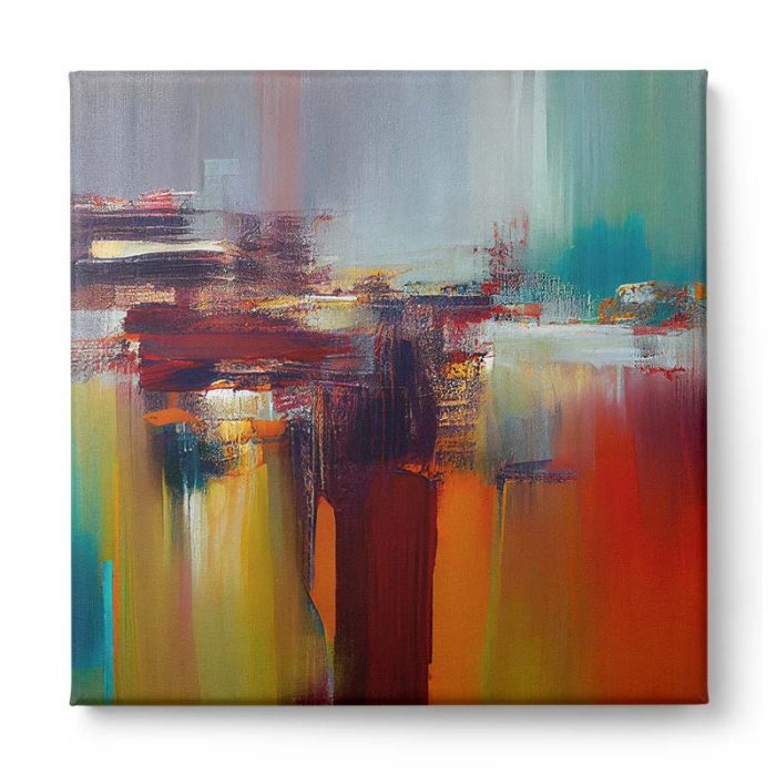 Tablou canvas abstract cu roșu și galben – Artă decorativă modernă pentru living [2]