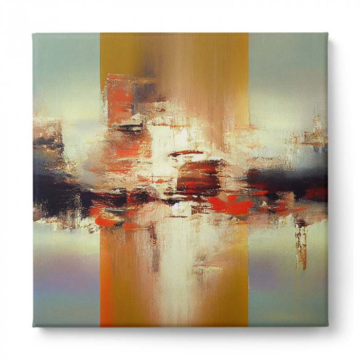 Tablou Abstract în Gri și Galben pentru Living [2]