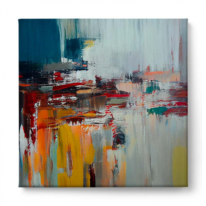 Tablou abstract canvas cu portocaliu și albastru – Artă modernă pentru decoruri dinamice [2]