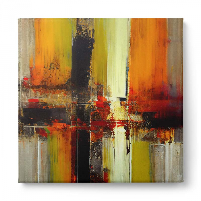 Tablou canvas, abstract, modern, colorat, nuante de portocaliu, galben, pentru living [2]