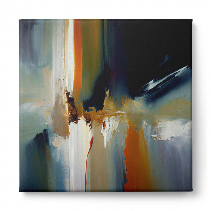 Tablou abstract modern cu portocaliu și albastru – Decor artistic pentru living rafinat [2]