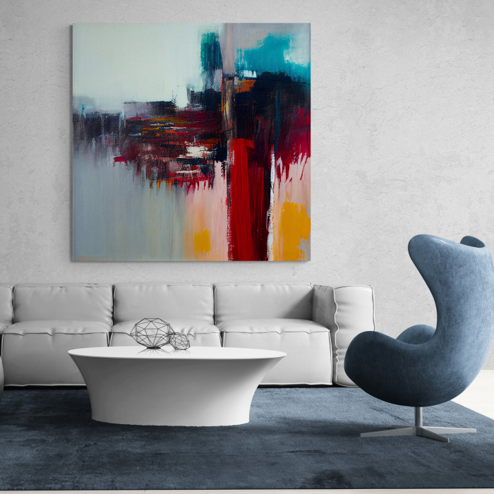 Tablou canvas abstract cu roșu și albastru – Artă modernă pentru decoruri rafinate [1]