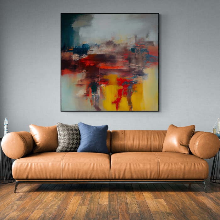 Tablou canvas abstract cu roșu și galben – Energie vizuală pentru decoruri moderne [1]