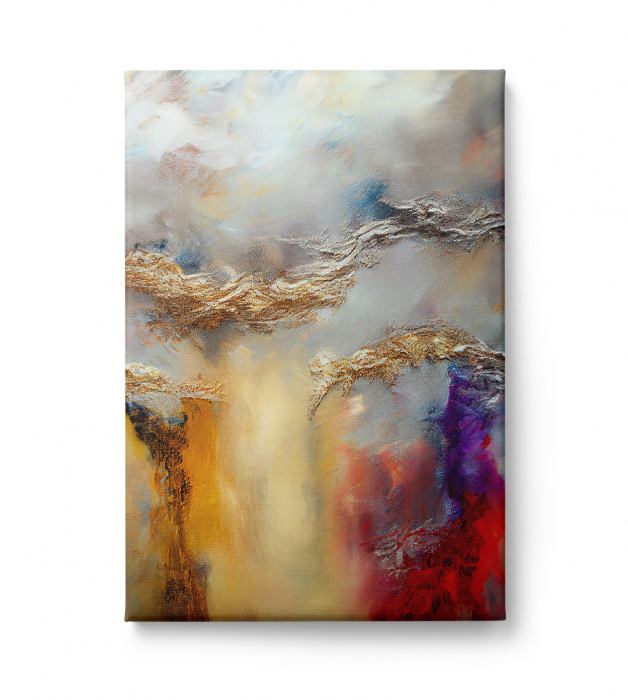 Tablou canvas abstract roșu – Artă expresivă pentru hol sau living modern [2]