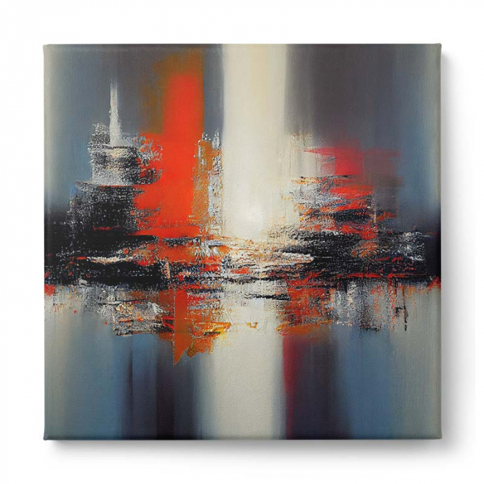 Tablou abstract roșu și gri – decor modern și energic pentru living [2]