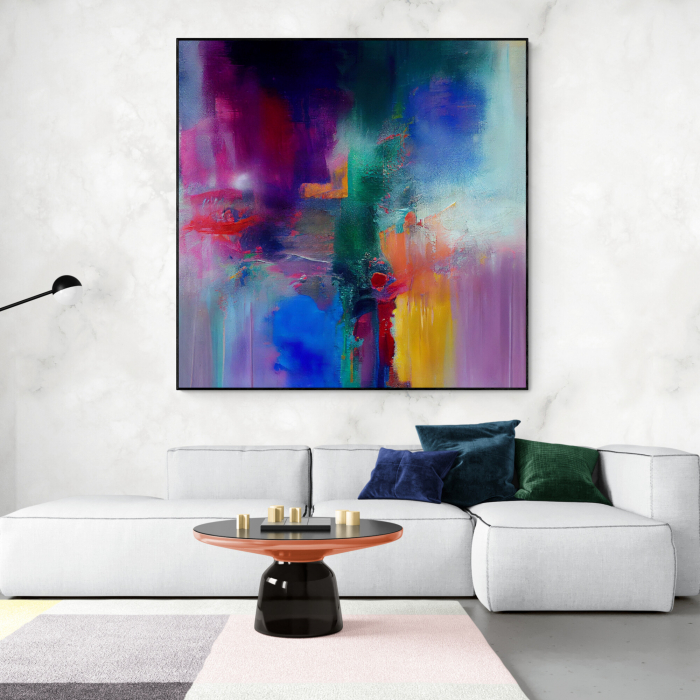 Tablou Canvas Abstract Modern Roz Mov Albastru pentru Living [1]