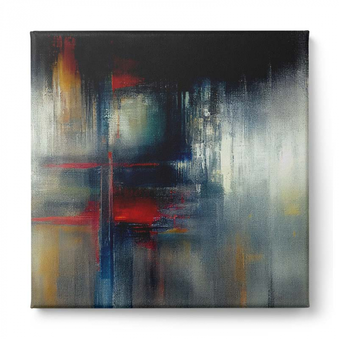 Tablou canvas, abstract, modern, colorat, nuante de gri, rosu, pentru birou, living [2]