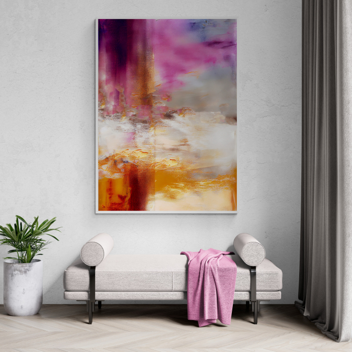 Tablou canvas abstract roz – Artă decorativă modernă pentru dormitor sau hol [1]