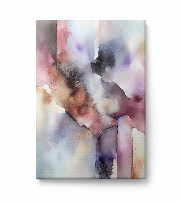 Tablou canvas abstract în nuanțe de roz pastel – Artă diafană pentru living sau dormitor modern [2]