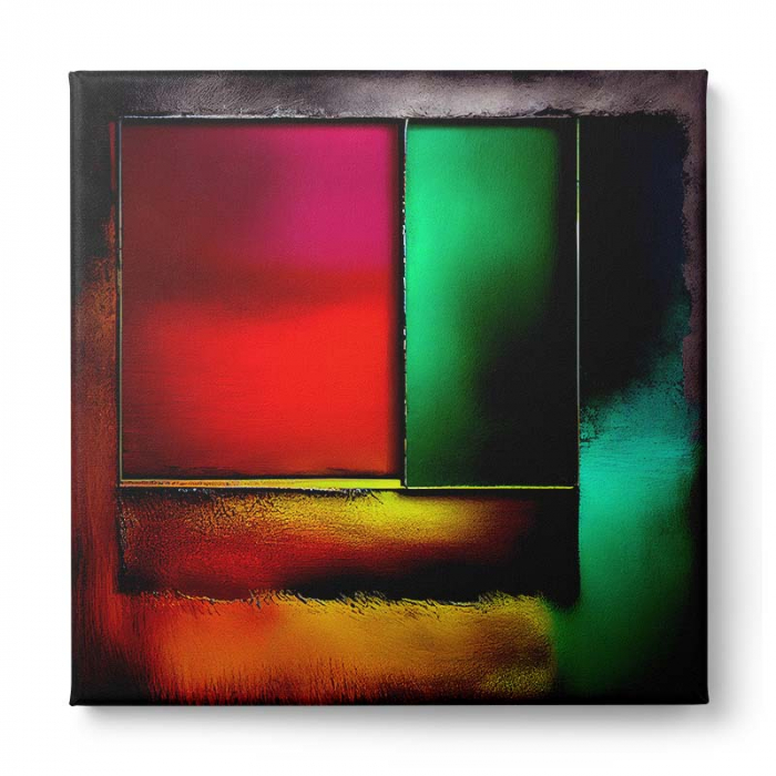 Tablou canvas, abstract, modern, colorat, nuante de verde si rosu, pentru living [2]