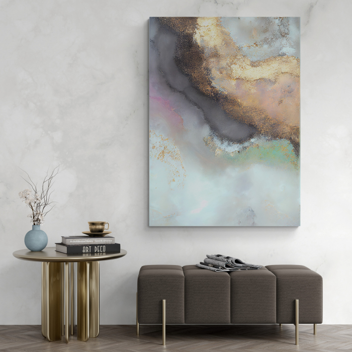 Tablou canvas abstract albastru deschis – Artă liniștitoare pentru dormitor modern [1]