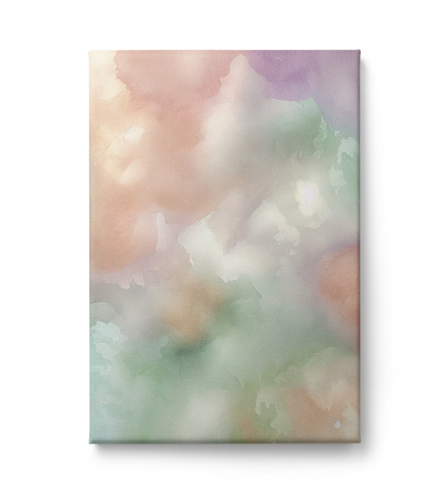 Tablou canvas abstract pastel – Verde pal și roz pentru baie sau dormitor zen [2]