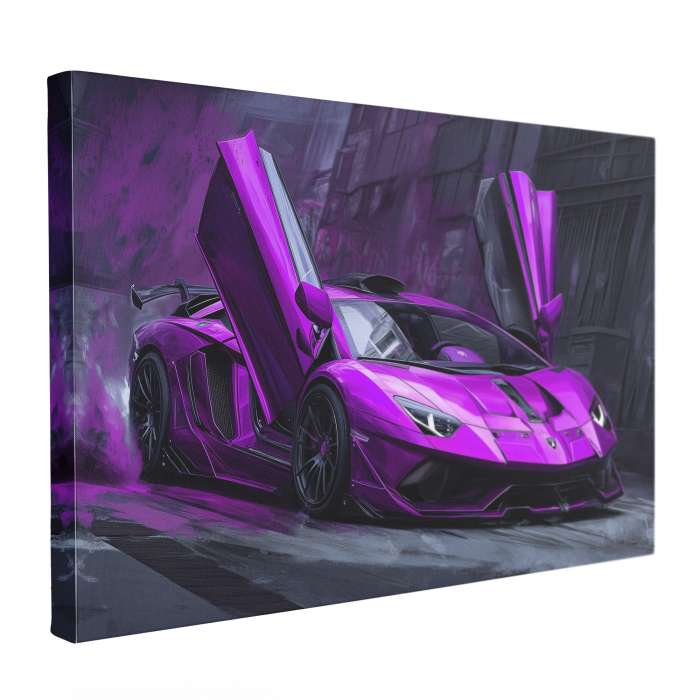 Tablou canvas abstract modern cu mașină sport violetă [2]