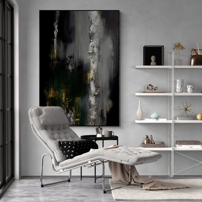 Tablou canvas abstract gri închis – decor elegant și sobru pentru birou modern [1]