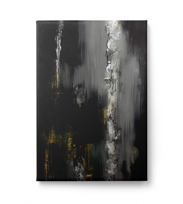 Tablou canvas abstract gri închis – decor elegant și sobru pentru birou modern [2]