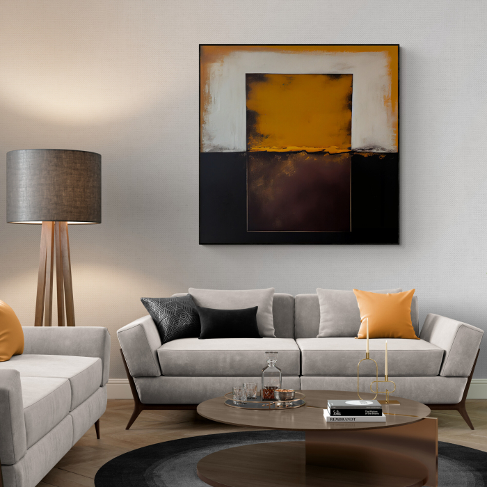 Tablou canvas, abstract, modern, geometric, nuante de portacaliu, pentru living [1]