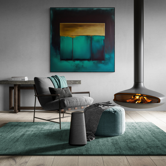 Tablou canvas, abstract, modern, geometric, nuante de turcoaz, pentru living, dormitor [1]
