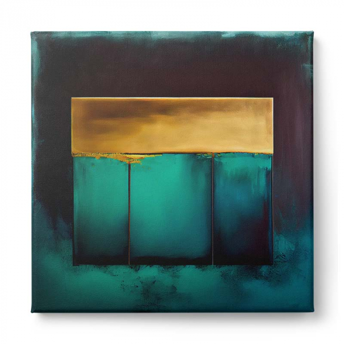 Tablou canvas, abstract, modern, geometric, nuante de turcoaz, pentru living, dormitor [2]