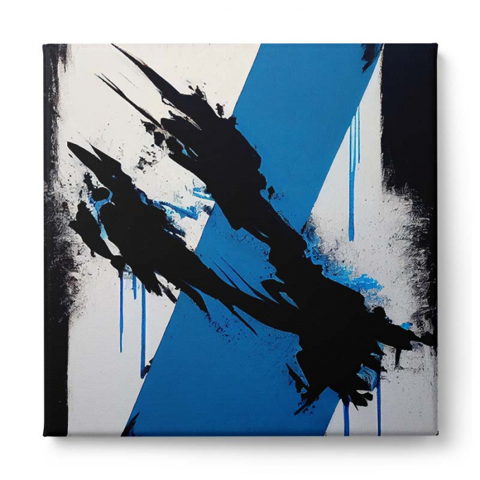 Tablou canvas, abstract, modern, nuante alb, albastru, negru, pentru living [2]