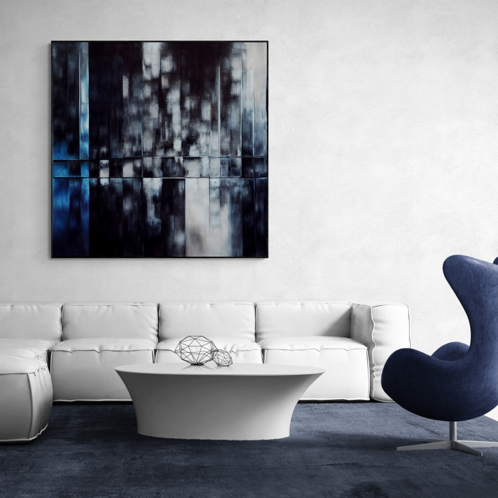 Tablou canvas, abstract, modern, nuante albastru, gri, pentru dormitor, living [1]
