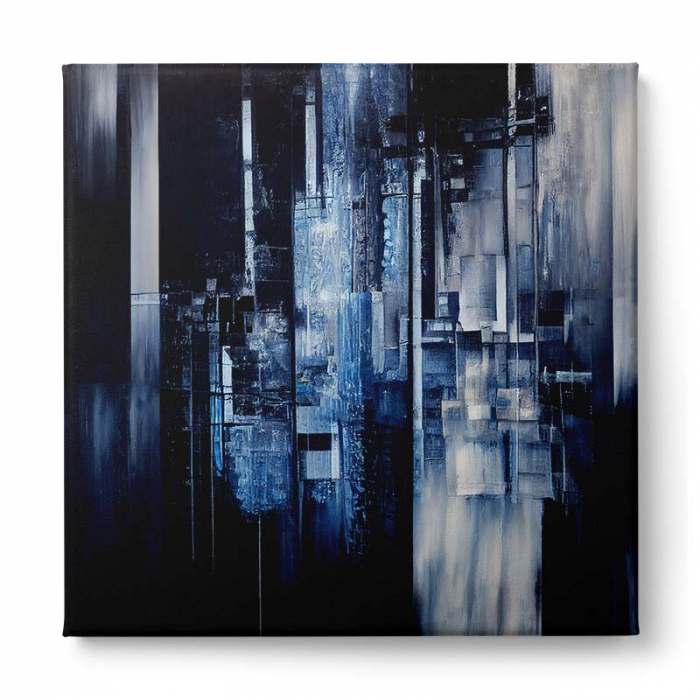 Tablou canvas, abstract, modern, nuante albastru, gri, pentru living [2]
