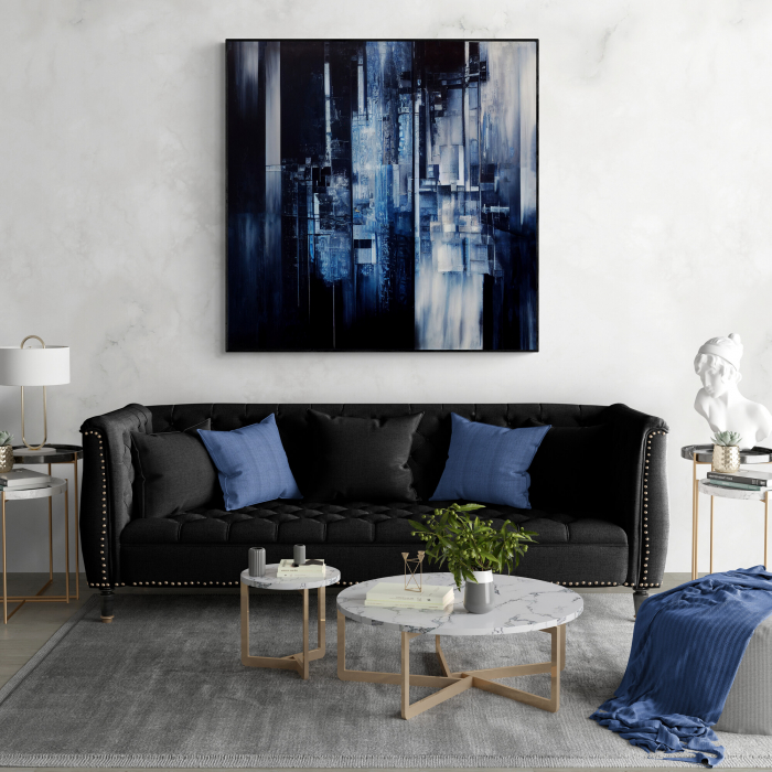 Tablou canvas, abstract, modern, nuante albastru, gri, pentru living [1]