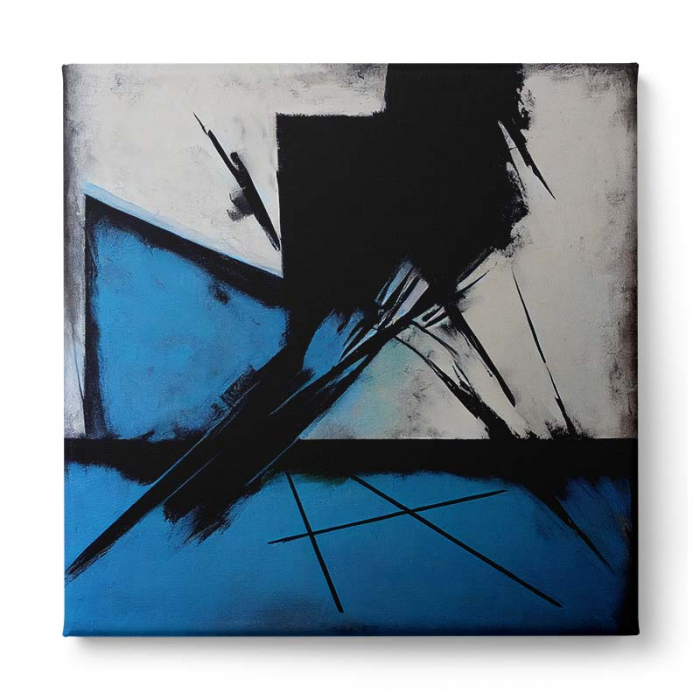 Tablou canvas, abstract, modern, nuante albastru, negru, pentru bucatarie [2]