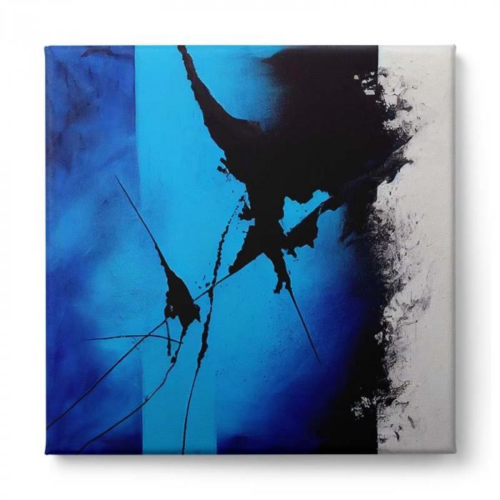 Tablou canvas, abstract, modern, nuante albastru, negru, pentru living [2]