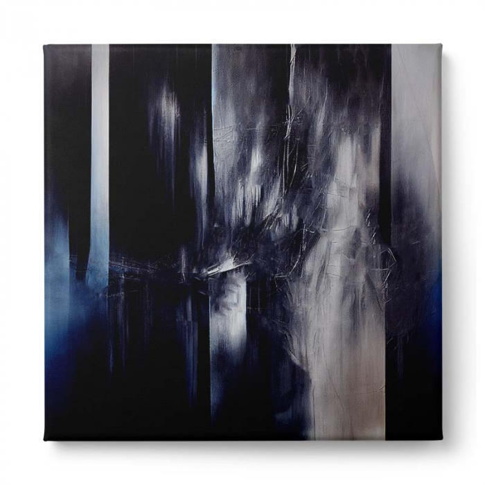 Tablou canvas, abstract, modern, nuante albastru, negru, pentru living, birou [2]