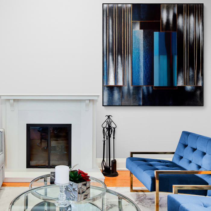 Tablou canvas, abstract, modern, nuante albastru, pentru living [1]