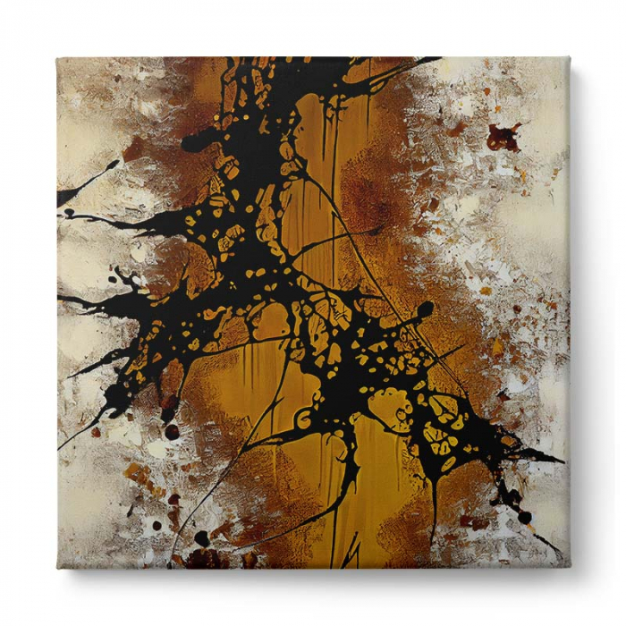 Tablou canvas, abstract, modern, nuante crem si maro, pentru living [2]