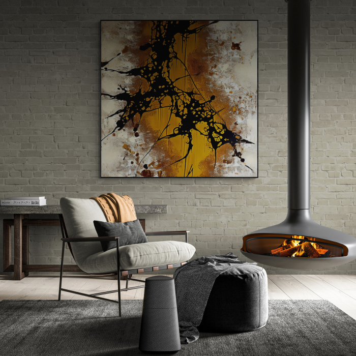 Tablou canvas, abstract, modern, nuante crem si maro, pentru living [1]