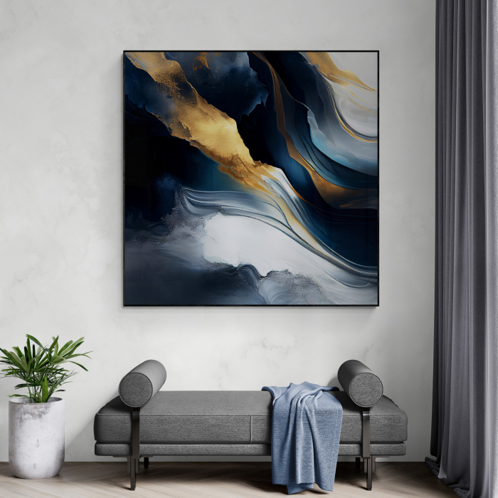 Tablou canvas, abstract, modern, nuante de alb, albastru, maro, pentru living, birou [1]
