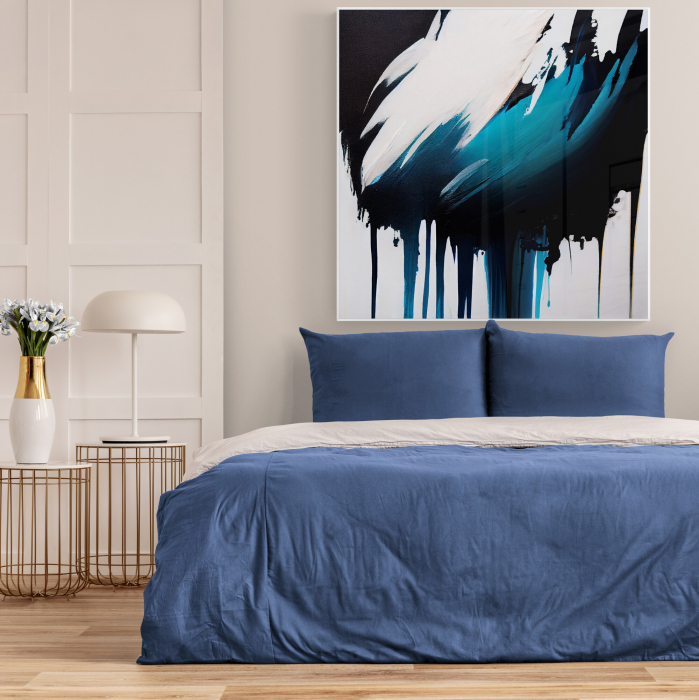 Tablou canvas, abstract, modern, nuante de alb, albastru, negru, pentru dormitor [1]