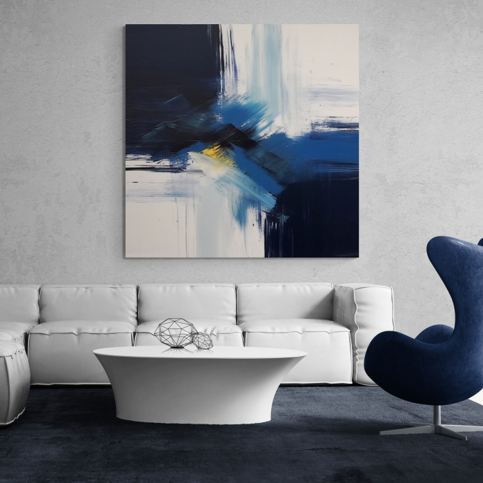 Tablou canvas abstract în alb și albastru [1]
