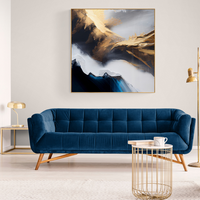 Tablou canvas, abstract, modern, nuante de alb, maro, albastru, pentru living [1]