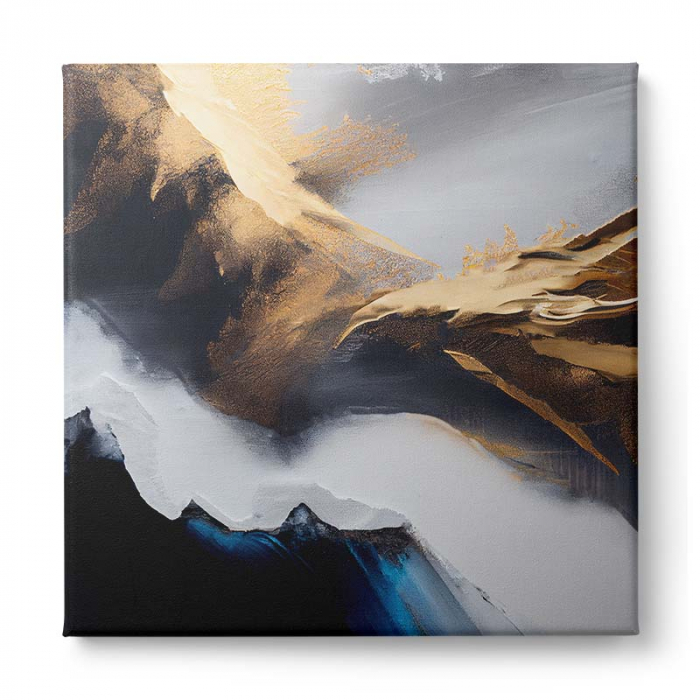 Tablou canvas, abstract, modern, nuante de alb, maro, albastru, pentru living [2]